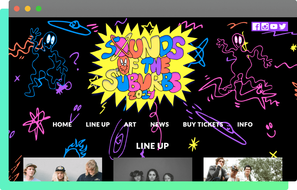 Screenshot of Sounds of the Suburbs' website